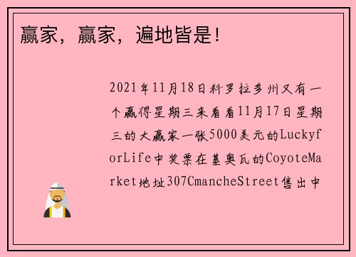 赢家，赢家，遍地皆是！